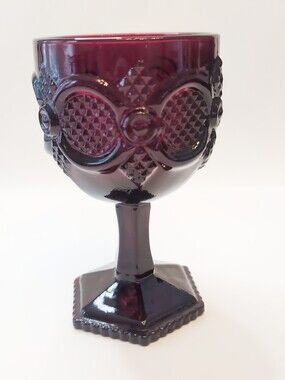 Vintage Avon Cape Cod Ruby Red Glass Water Goblet 6" x 3 1/2"